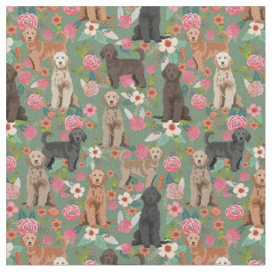 Golden Doodles Vintages Blumengrün Stoff