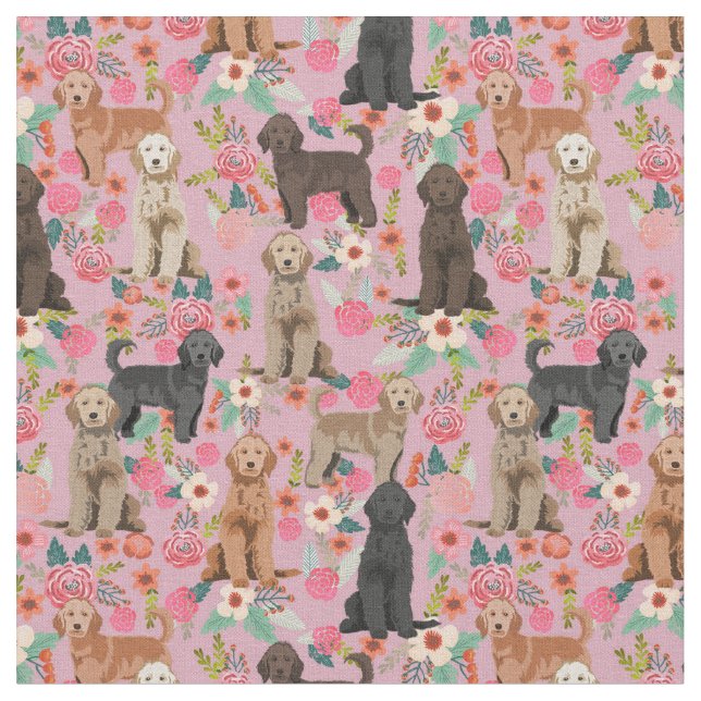 Golden Doodles, Vintages Blumenrosa Stoff (Nahaufnahme)