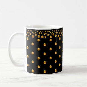 Golden Dot Confetti auf schwarz Kaffeetasse