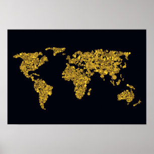 Golden Dot Weltkarte Poster