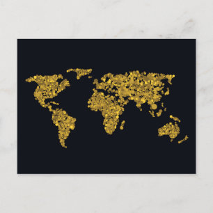 Golden Dot Weltkarte Postkarte