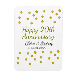 Golden dots glitter happy 20th anniversary wedding magnet