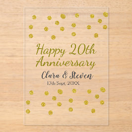 Golden dots Glitzer Happy 20. Jubiläum Hochzeit Acryleinladungen