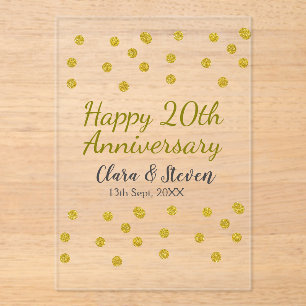 Golden dots Glitzer Happy 20. Jubiläum Hochzeit Acryleinladungen