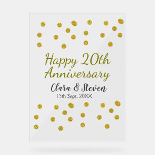 Golden dots Glitzer Happy 20. Jubiläum Hochzeit Acrylschild