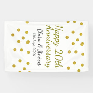 Golden dots Glitzer Happy 20. Jubiläum Hochzeit Banner