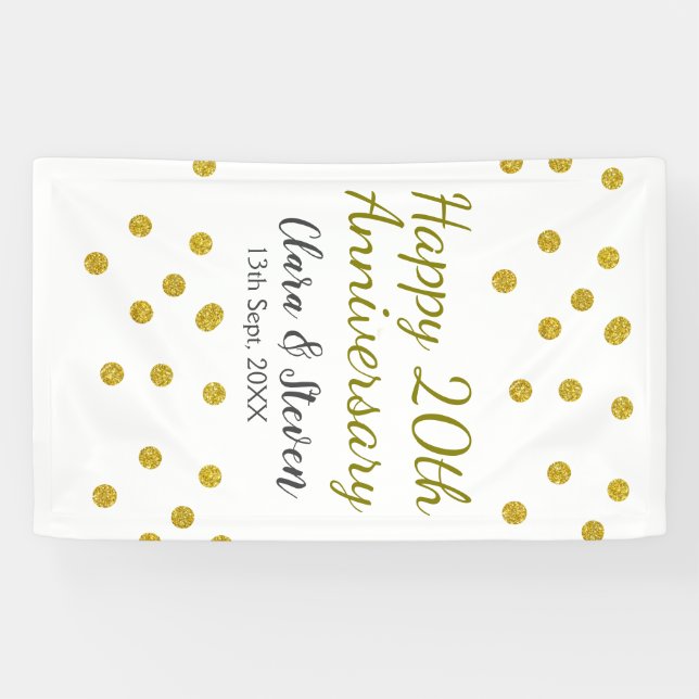 Golden dots Glitzer Happy 20. Jubiläum Hochzeit Banner (Horizontal)