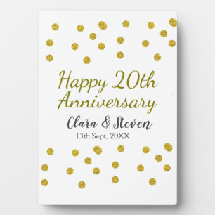 Golden dots Glitzer Happy 20. Jubiläum Hochzeit Fotoplatte