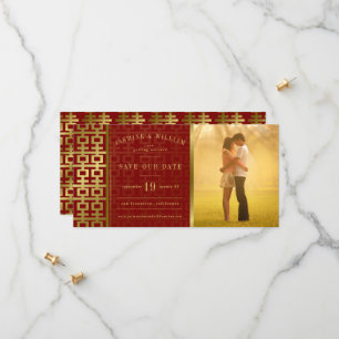 Golden Double Happiness Chinese Wedding Foto Save The Date