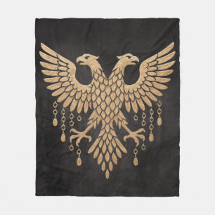 Golden Double Headed Eagle - Regal Mythic Emblem Fleecedecke