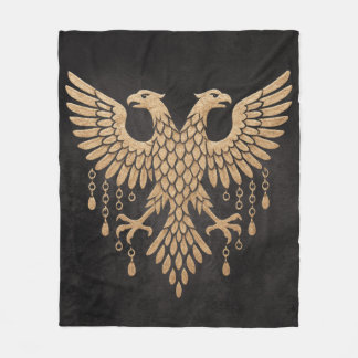 Golden Double Headed Eagle - Regal Mythic Emblem Fleecedecke