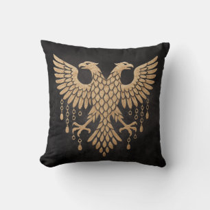 Golden Double Headed Eagle - Regal Mythic Emblem Kissen