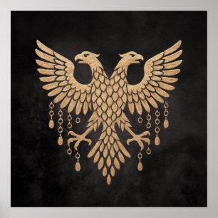 Golden Double Headed Eagle - Regal Mythic Emblem Poster