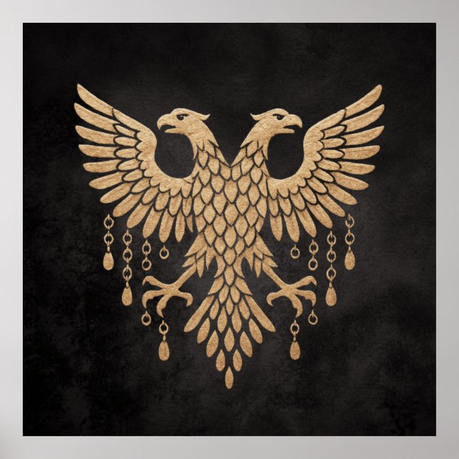 Golden Double Headed Eagle - Regal Mythic Emblem Poster (Vorne)
