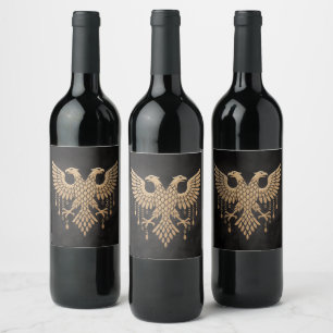 Golden Double Headed Eagle - Regal Mythic Emblem Weinetikett