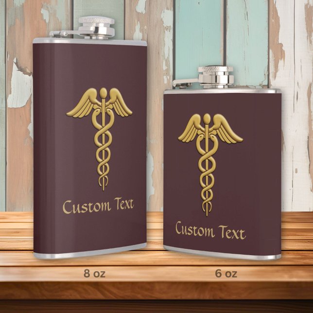 Golden Double Snake Caduceus Flachmann (Von Creator hochgeladen)