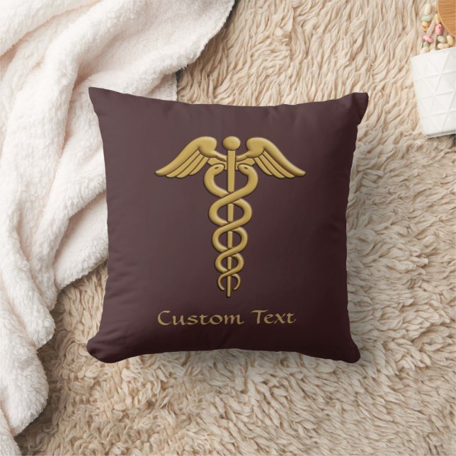 Golden Double Snake Caduceus Kissen (Decke)