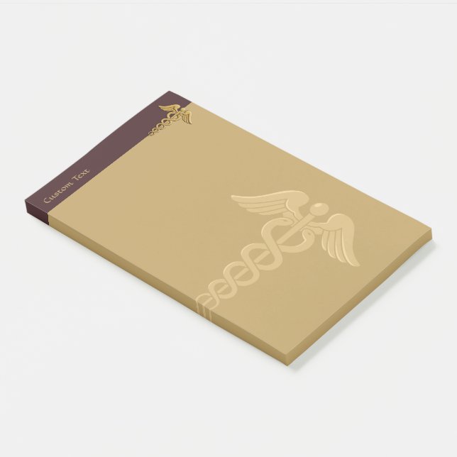 Golden Double Snake Caduceus Notes Post-it Klebezettel (angewinkelt)