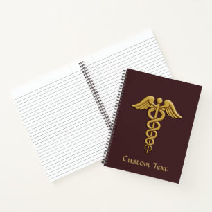 Golden Double Snake Caduceus Notizbuch