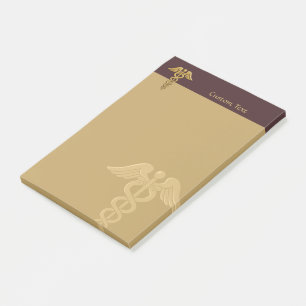 Golden Double Snake Caduceus Postit Notes Post-it Klebezettel