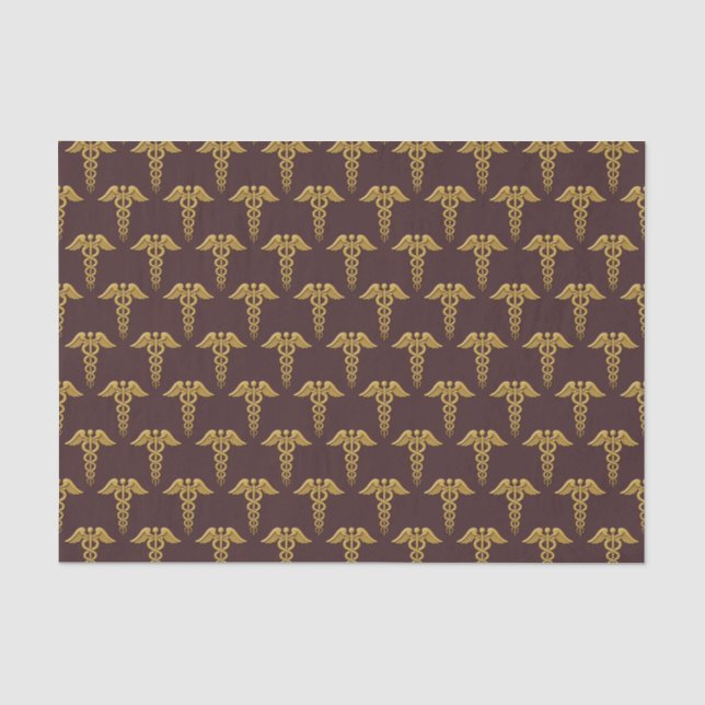 Golden Double Snake Caduceus Seidenpapier (Vorderseite)