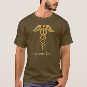Golden Double Snake Caduceus T - Shirt