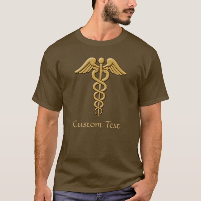 Golden Double Snake Caduceus T - Shirt (Vorderseite)