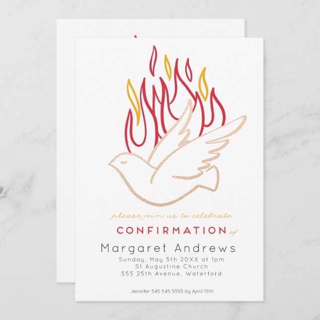 Golden Dove Bestätigung Einladung (Vorne/Hinten)