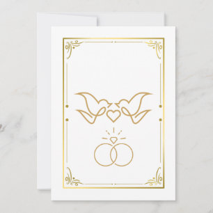 Golden Doves & Rings - Elegante Einladung zur Hoch