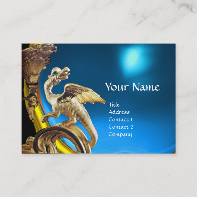 GOLDEN DRAGON BLUE SAPPHIRE Monogram Gold Metallic Visitenkarte (Vorderseite)