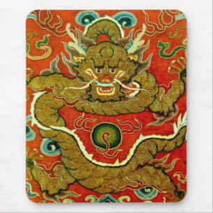 Golden Dragon Chinesisch Stickerei Qing Dynastie Mousepad