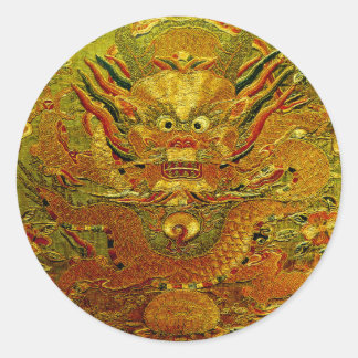 Golden Dragon Chinesische Stickerei Ming Dynastie Runder Aufkleber