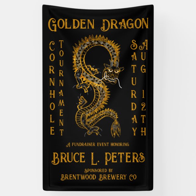 Golden Dragon Cornhole Turnier Fundraiser Veransta Banner (Vertikal)
