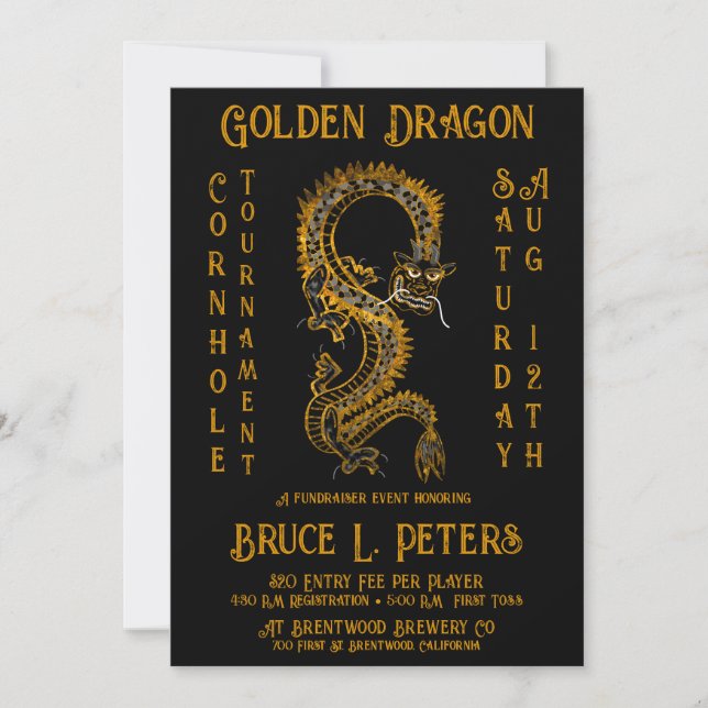 Golden Dragon Cornhole Turnier Fundraiser Veransta Einladung (Vorderseite)