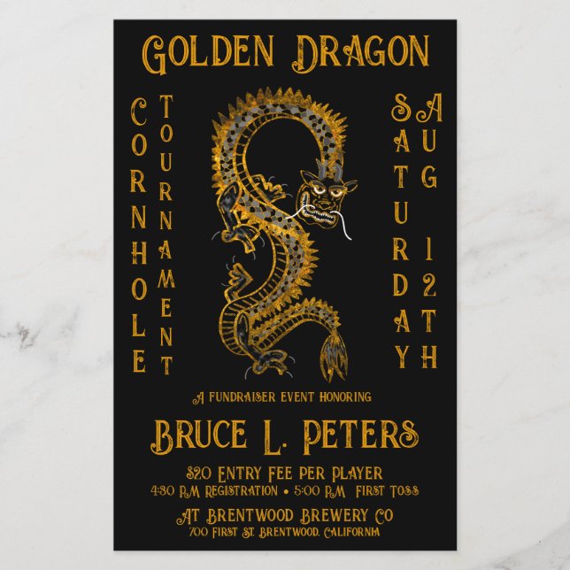 Golden Dragon Cornhole Turnier Fundraiser Veransta Flyer (Vorne)