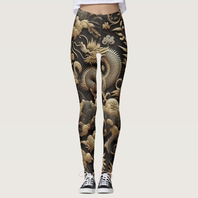 Golden Dragon Elegance Legende Leggings (Vorderseite)