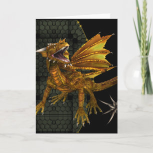 Golden Dragon Fantasy Blank Grußkarte Karte