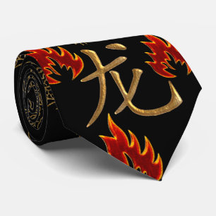 Golden Dragon Fire - Black Gold Red - Single Side Krawatte