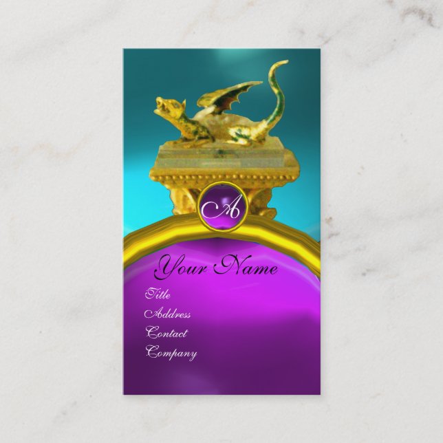GOLDEN DRAGON GEM MONOGRAM, blauer lila Amethyste Visitenkarte (Vorderseite)