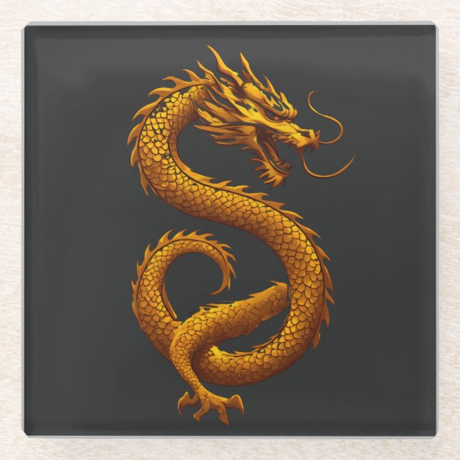 Golden Dragon Glasuntersetzer (Vorderseite)