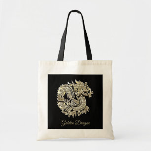 Golden Dragon Logo Imitate Gold Foil Elegante Tragetasche