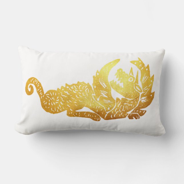 Golden Dragon Lumbar Cushion 33 x 53 cm Lendenkissen (Vorderseite)