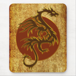 Golden Dragon Sun   Antiker Stil Mousepad