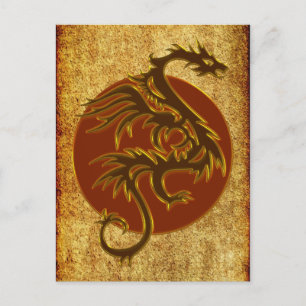 Golden Dragon Sun   Antiker Stil Postkarte