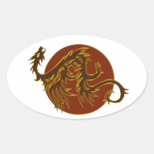 Golden Dragon Sun Erstellen Sie Ihren eigenen Hi Ovaler Aufkleber