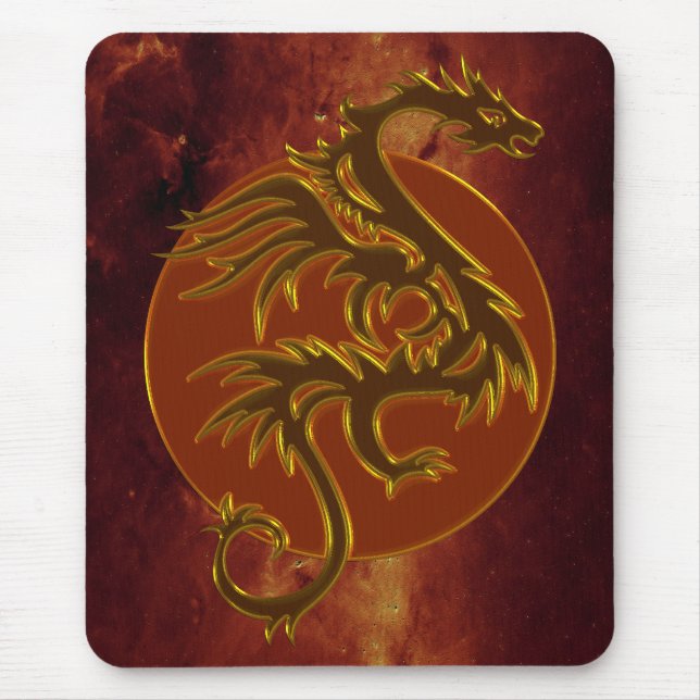 Golden Dragon Sun | Feueruniversum Mousepad (Vorne)