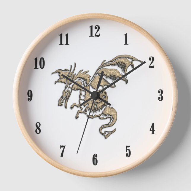 Golden Dragon White Face Black Numbers Uhr (Vorderseite)
