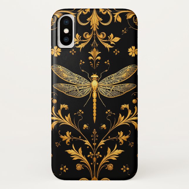 Golden Dragonfly Blumenornament Case-Mate iPhone Hülle (Rückseite)