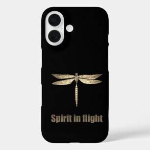 Golden Dragonfly in Flight Illustration iPhone 16 Hülle