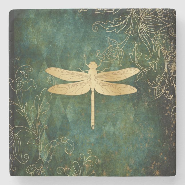 Golden Dragonfly Stone Untersetzer (Vorderseite)